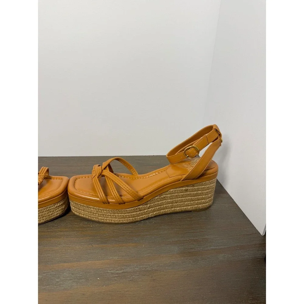 Vince Camuto Loressa‎ Strappy Platform Wedge Sandals Espadrille Tan Size 9.5